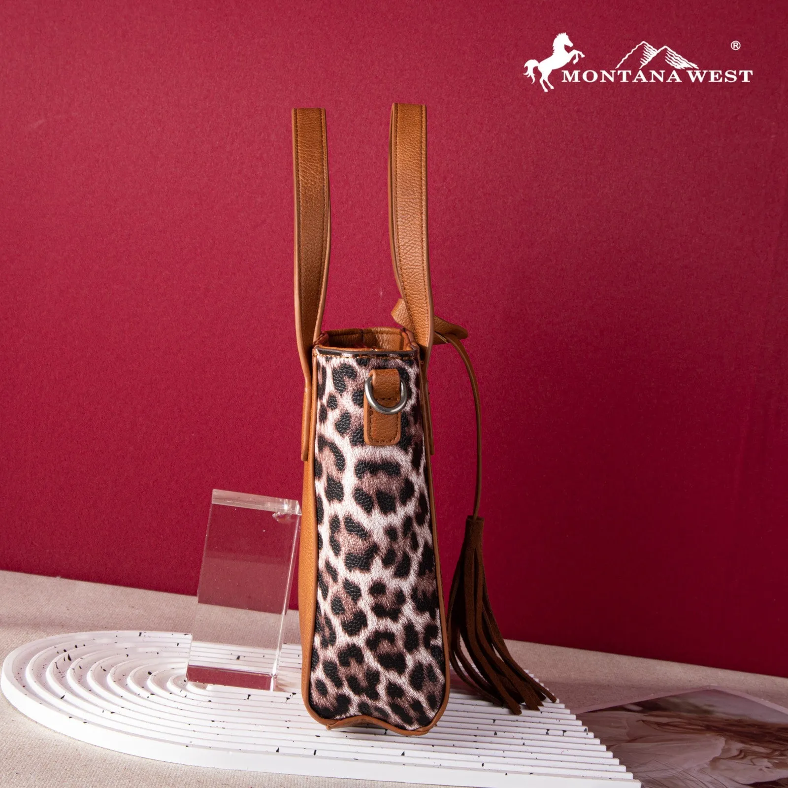 Montana West Floral Embossed Leopard Collection Bag