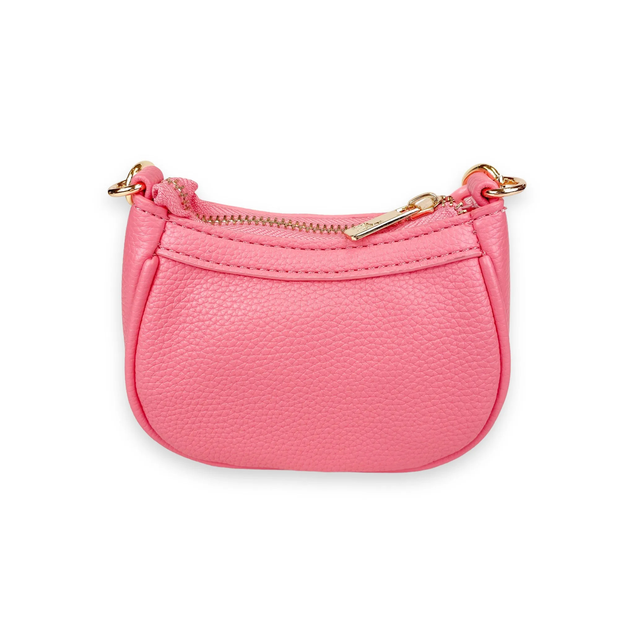 Pearl Studs Mini Leather Shoulder Bag in Fuchsia