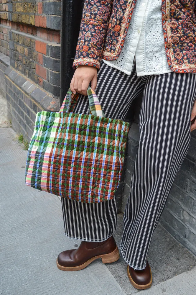 Épice Green Check Shopping Tote