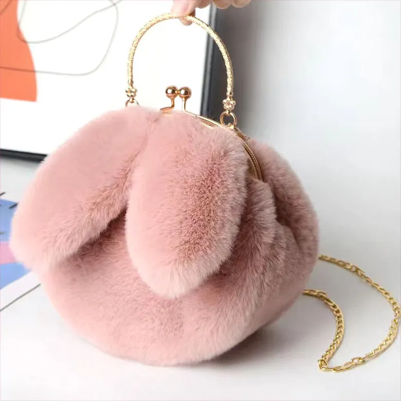 Plush Velvet Chain Crossbody Hand-Held Plush Round Bag