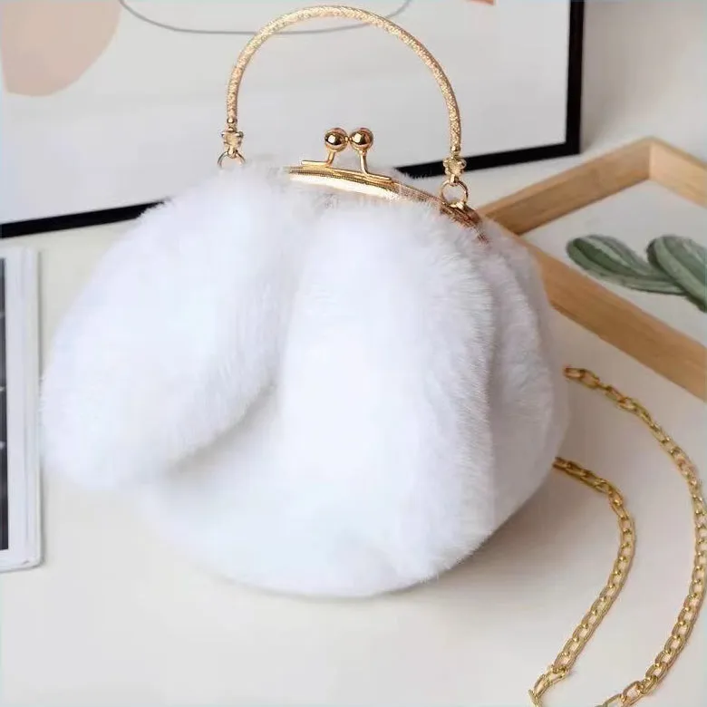 Plush Velvet Chain Crossbody Hand-Held Plush Round Bag