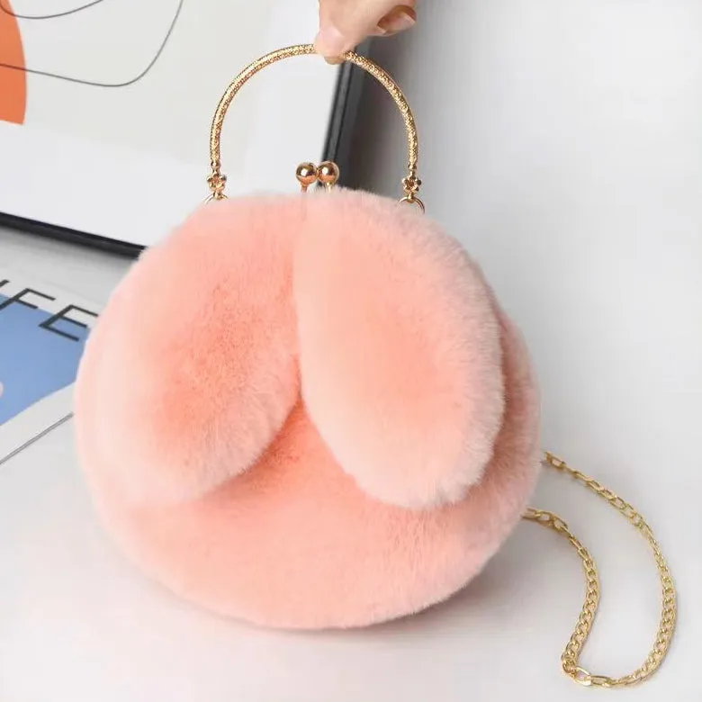 Plush Velvet Chain Crossbody Hand-Held Plush Round Bag