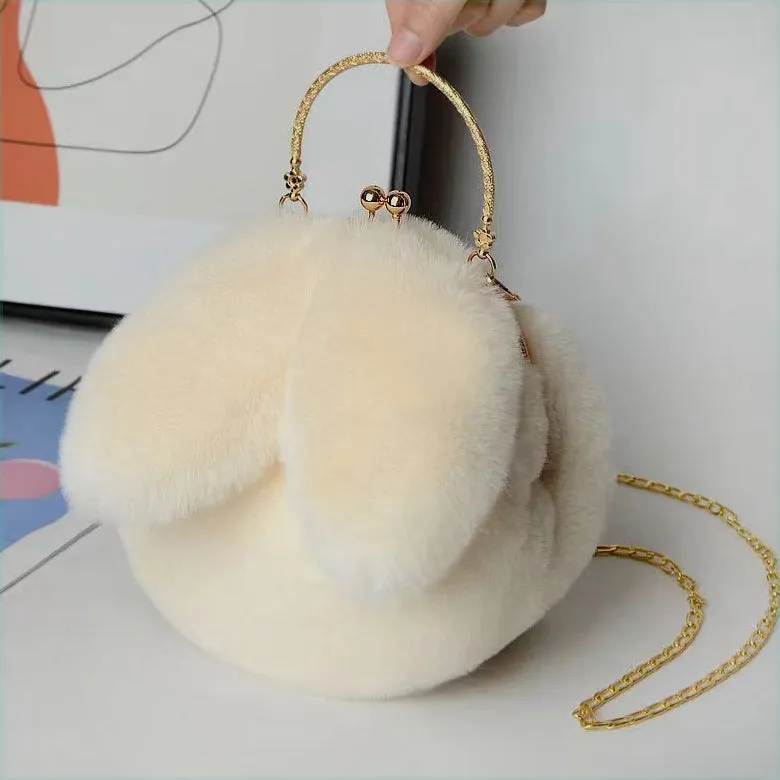 Plush Velvet Chain Crossbody Hand-Held Plush Round Bag