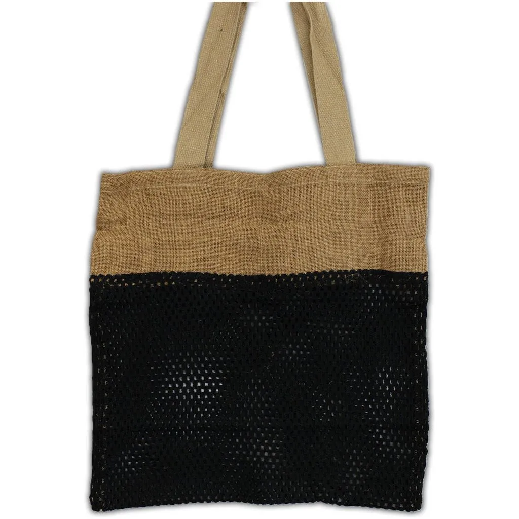 Pure Soft Jute and Cotton Mesh Bag - Reusable Natural Shopping Bag