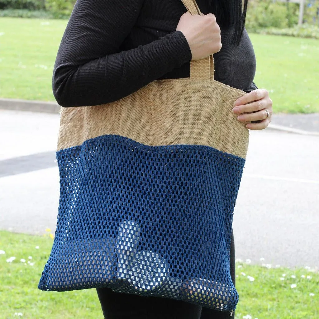 Pure Soft Jute and Cotton Mesh Bag - Reusable Natural Shopping Bag