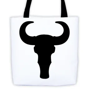 Ram Skull Black Symbol Tote Bag by Robert Bowen