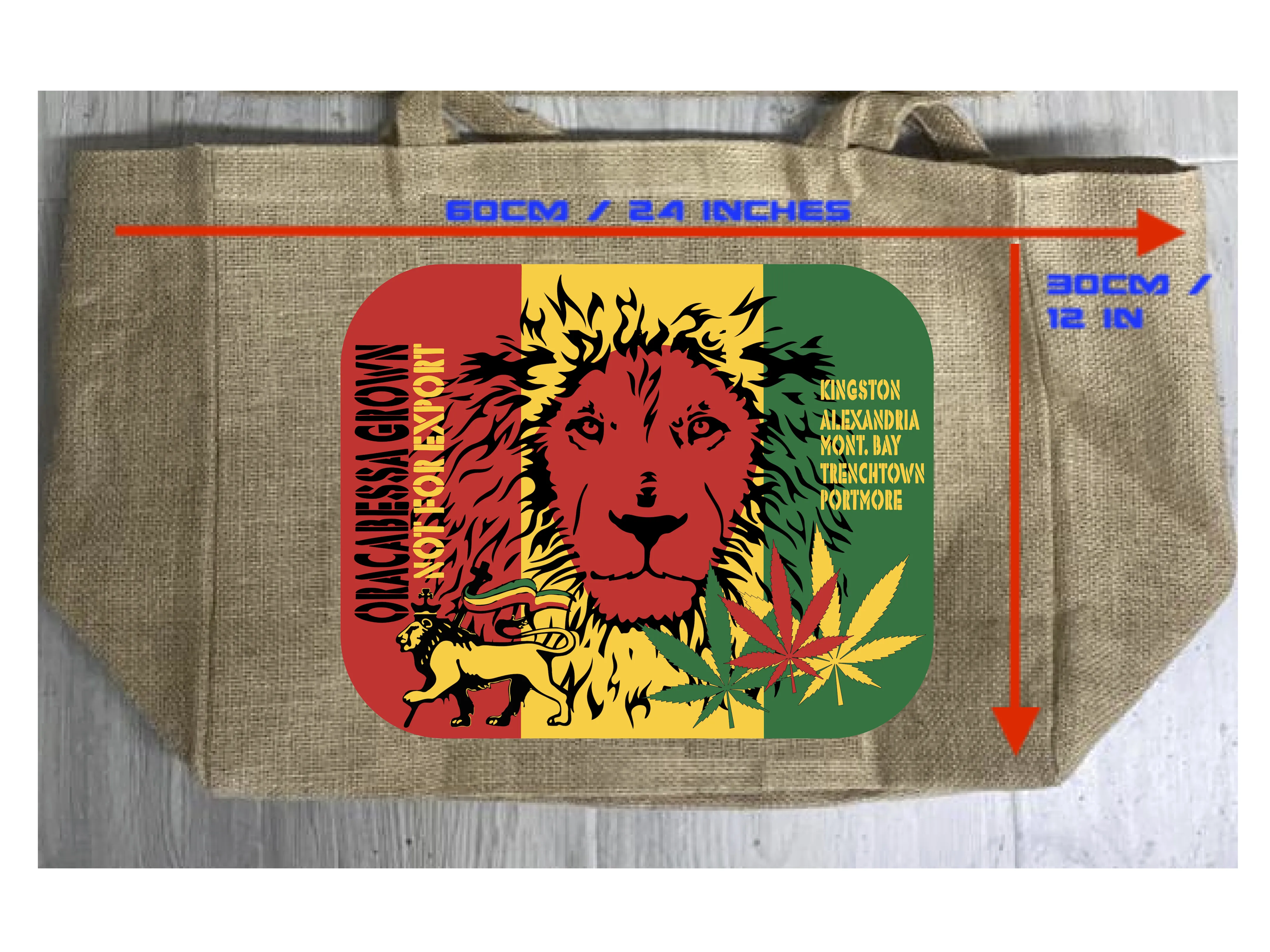 RASTA BRAND MARIJUANA BURLAP TOTE BAG (Sold by the piece)