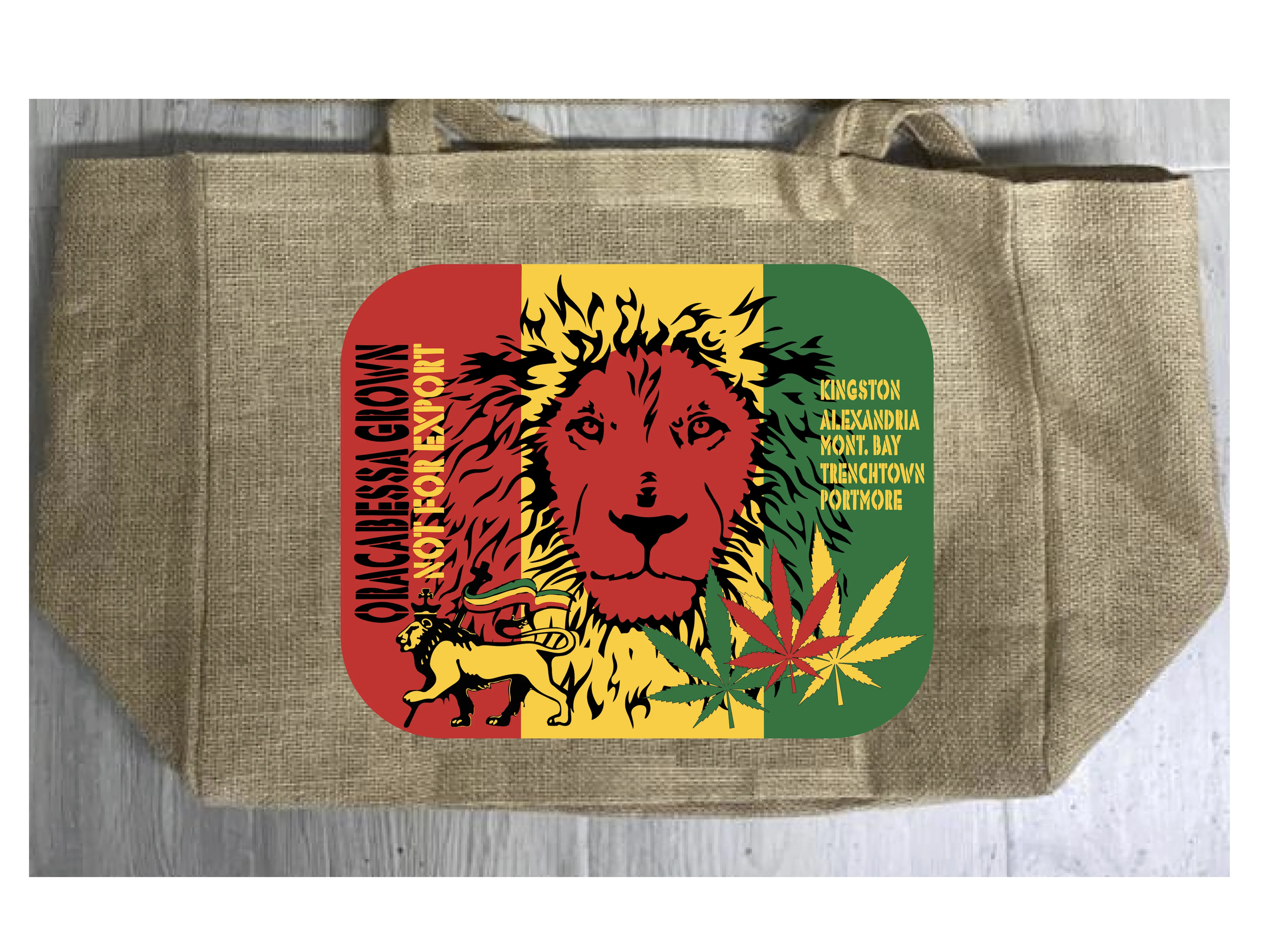 RASTA BRAND MARIJUANA BURLAP TOTE BAG (Sold by the piece)