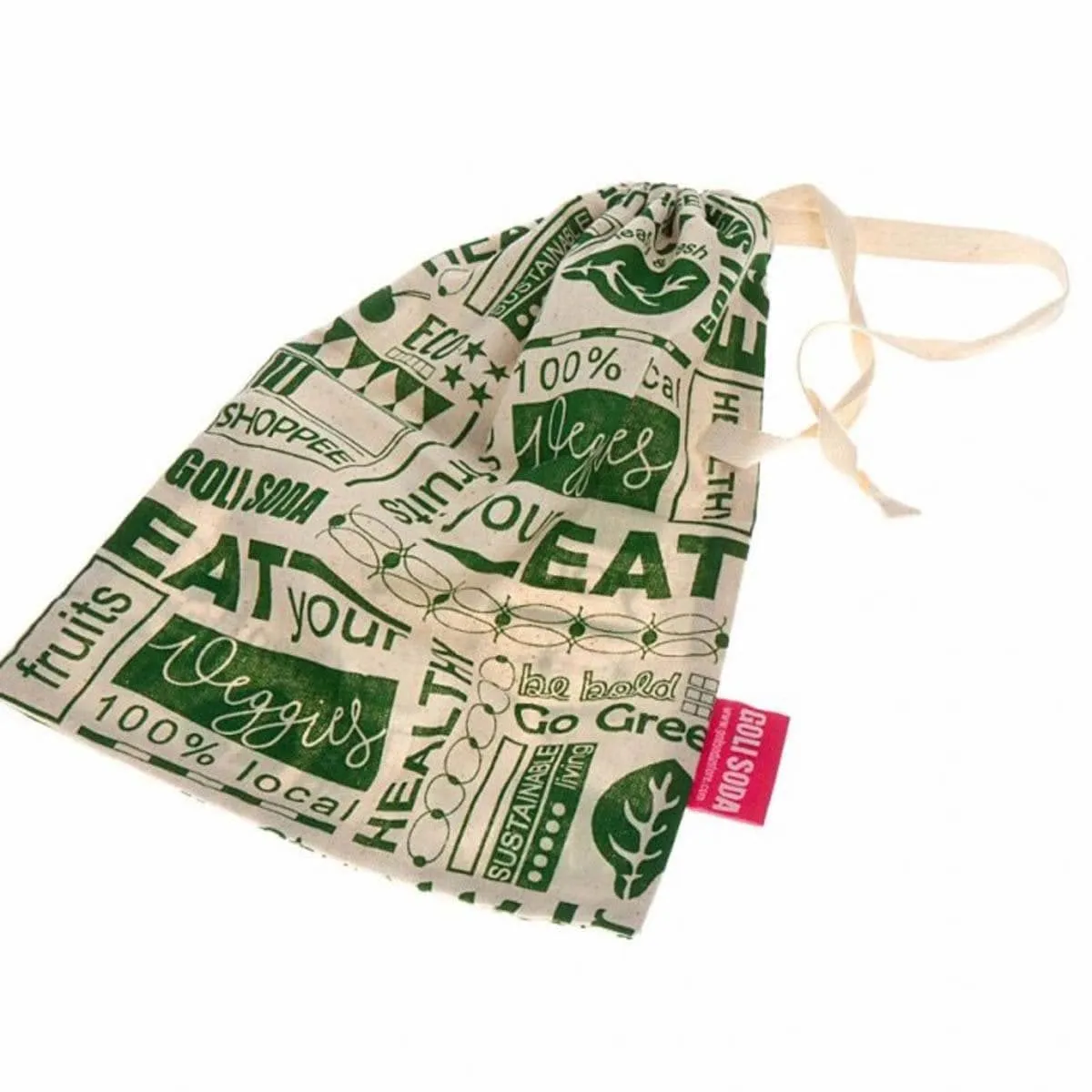 Reusable Cotton Go Green 12x10 Produce Bag- Set of 4 Big- for Veggies, Roti, Sprouting & Paneer