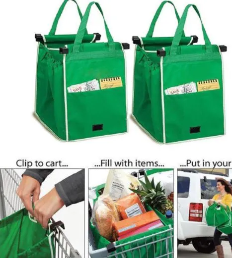 Reusable Large Trolley Clip-To-Cart Grocery Shopping Bags