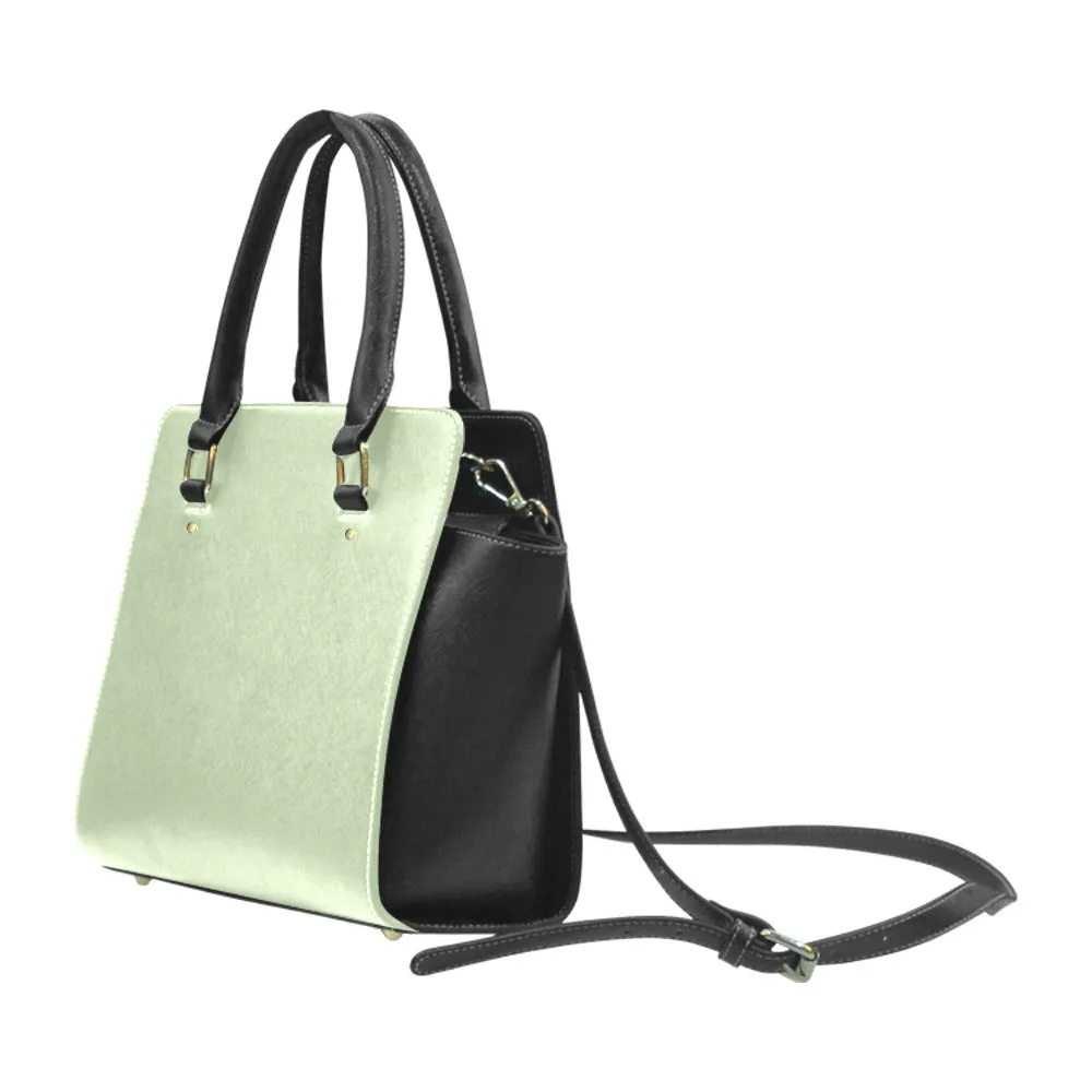 Sage Green Purse Handbag, Olive Vintage Vegan Leather Designer Women Satchel Top Zip Handle Bag Shoulder Strap Crossbody