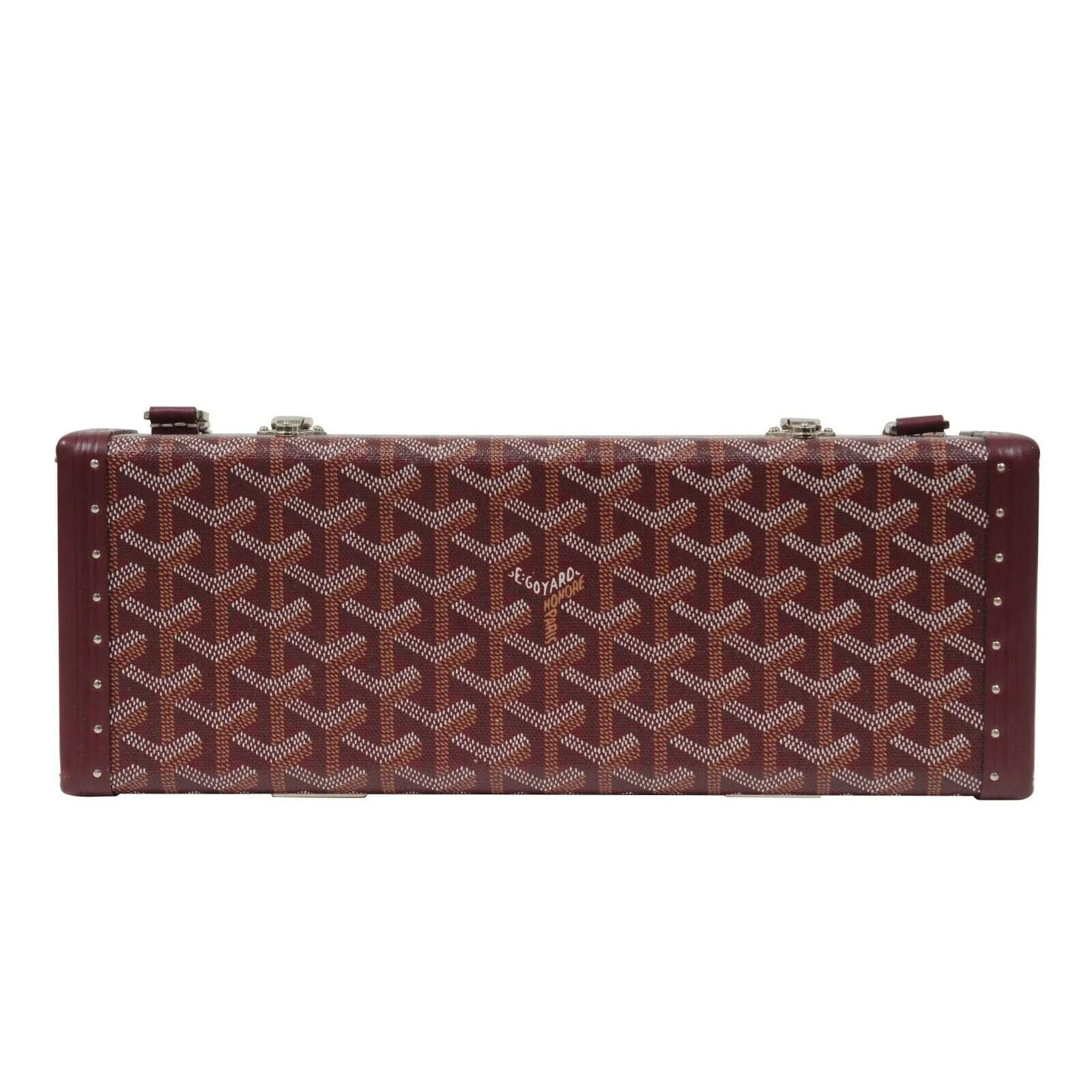 Saint Honore Trunk Bag Leather Burgundy Red Shoulder Clutch Hardsided Case