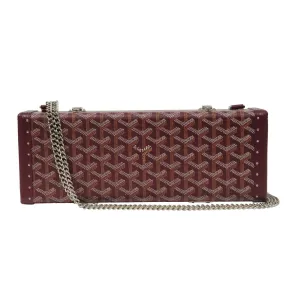 Saint Honore Trunk Bag Leather Burgundy Red Shoulder Clutch Hardsided Case