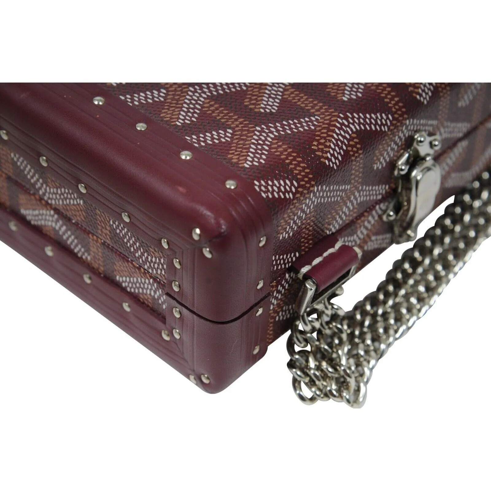 Saint Honore Trunk Bag Leather Burgundy Red Shoulder Clutch Hardsided Case