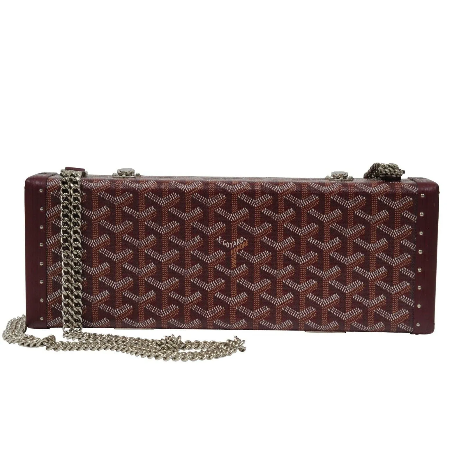 Saint Honore Trunk Bag Leather Burgundy Red Shoulder Clutch Hardsided Case