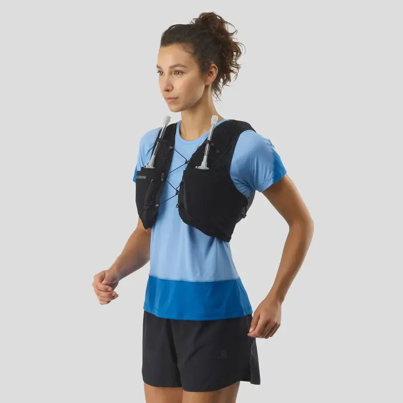 Salomon Adv Skin 12L Womens Set Running Vest with Flask - Black/Ebony