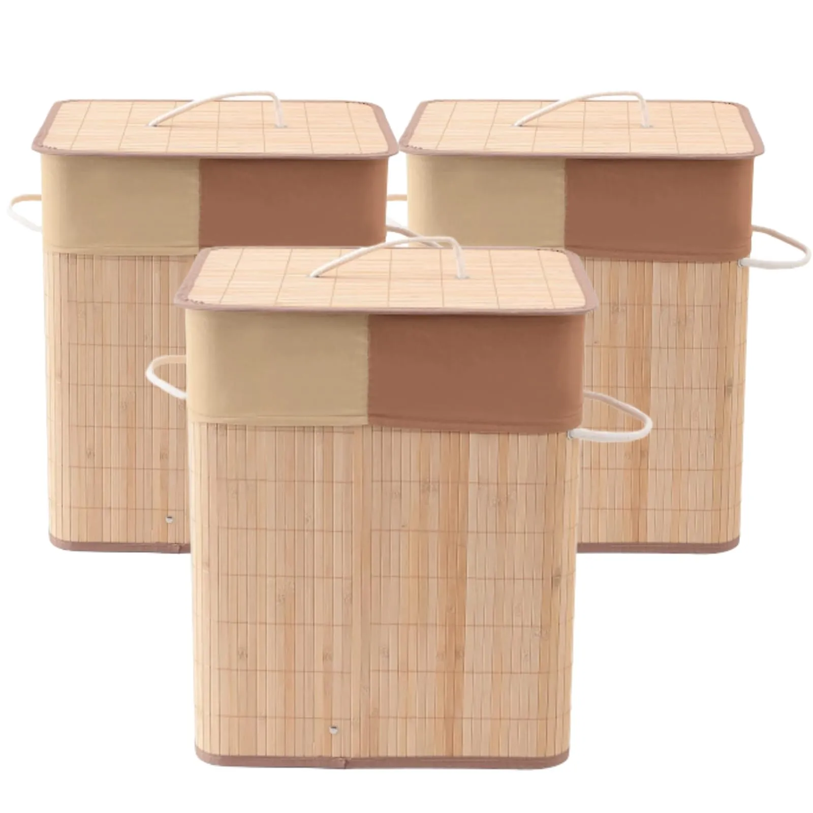 SAVYA HOME Bamboo Laundry basket with lid | Laundry bags for clothes | Foldable & Durable with liner bag | Perfect cloth basket, toys organiser storage | Light Brown (1) (1) (Pack of 1) (3)