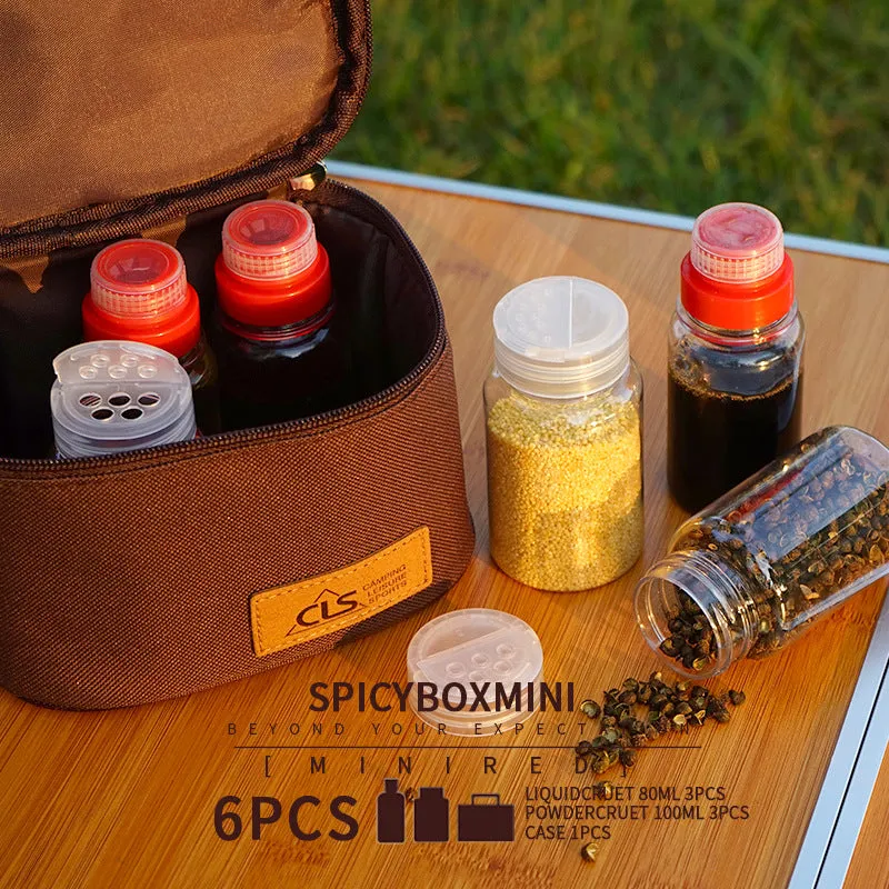 Seasoning Bottle Set Outdoor Camping Barbecue Seasoning Jar Kitchen Portable Storage Seasoning Box 6-Piece Combination