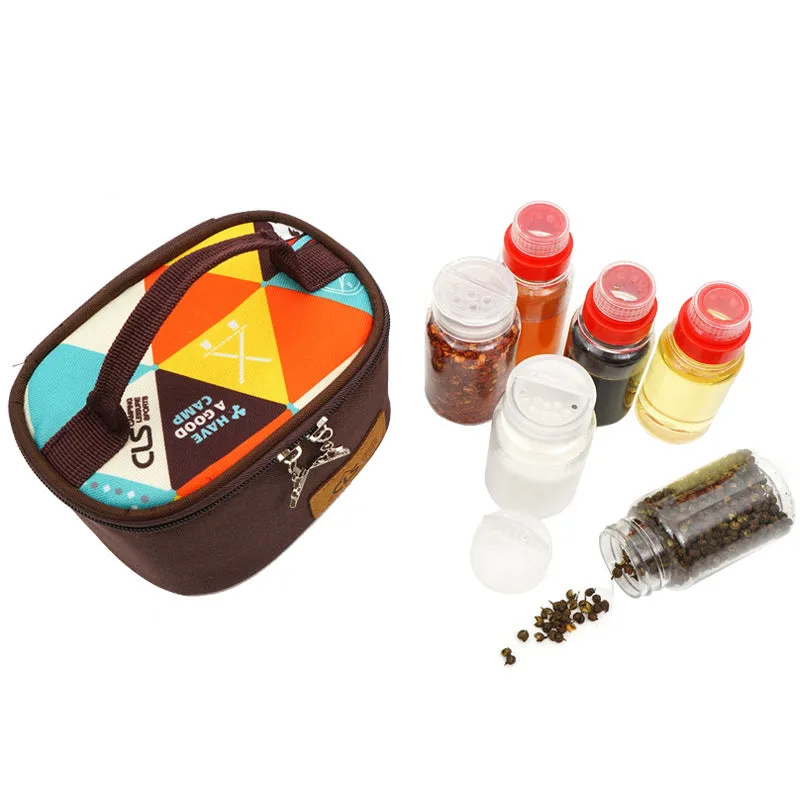 Seasoning Bottle Set Outdoor Camping Barbecue Seasoning Jar Kitchen Portable Storage Seasoning Box 6-Piece Combination