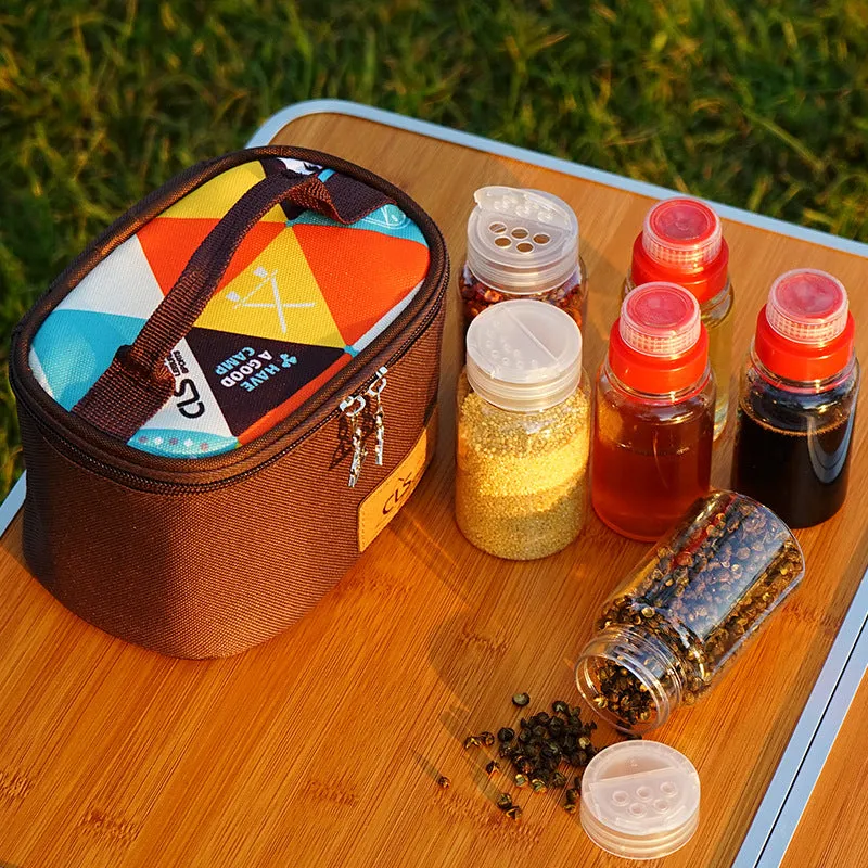 Seasoning Bottle Set Outdoor Camping Barbecue Seasoning Jar Kitchen Portable Storage Seasoning Box 6-Piece Combination