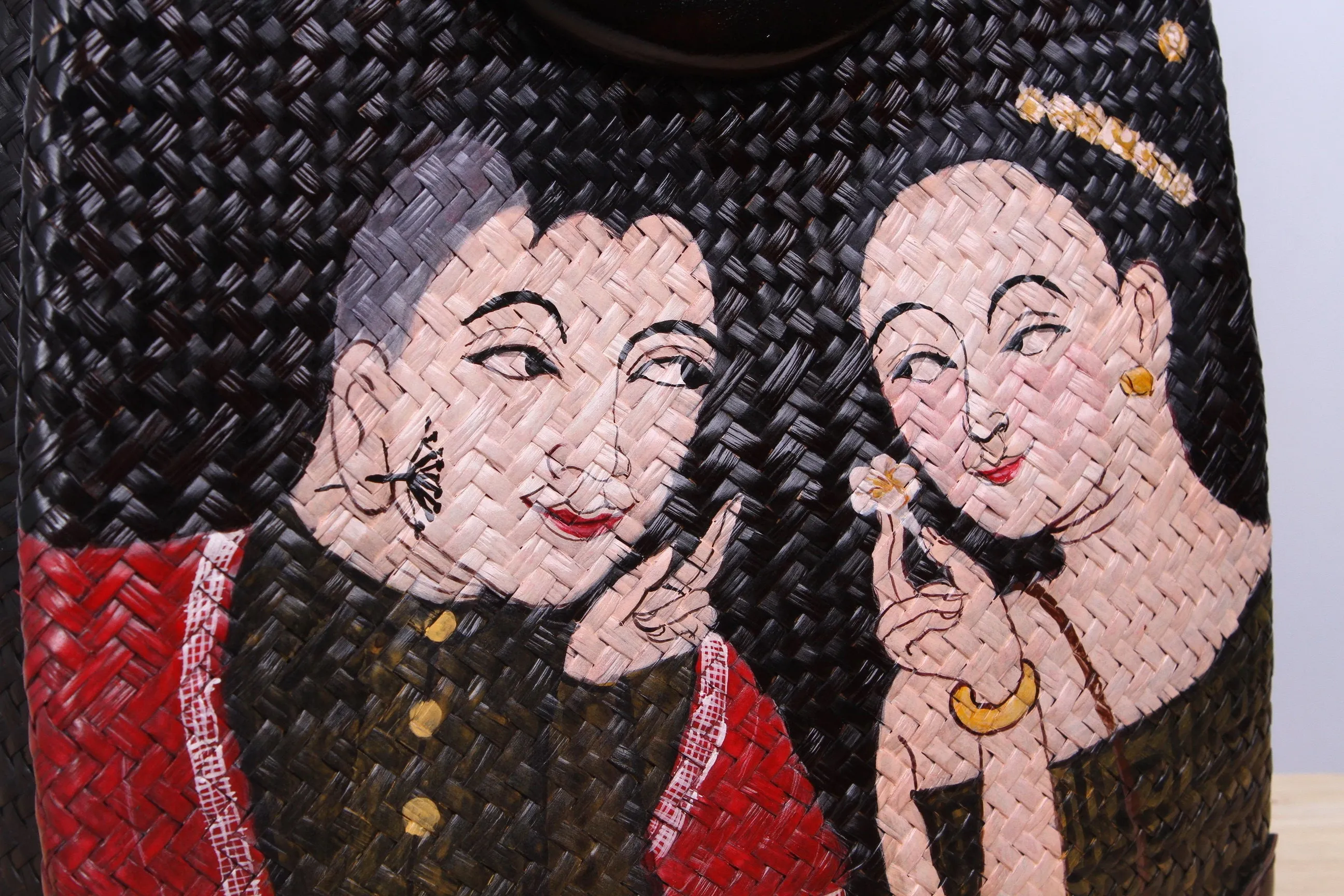 Shappybag - Seagrass wicker handbag (Thai design painting)