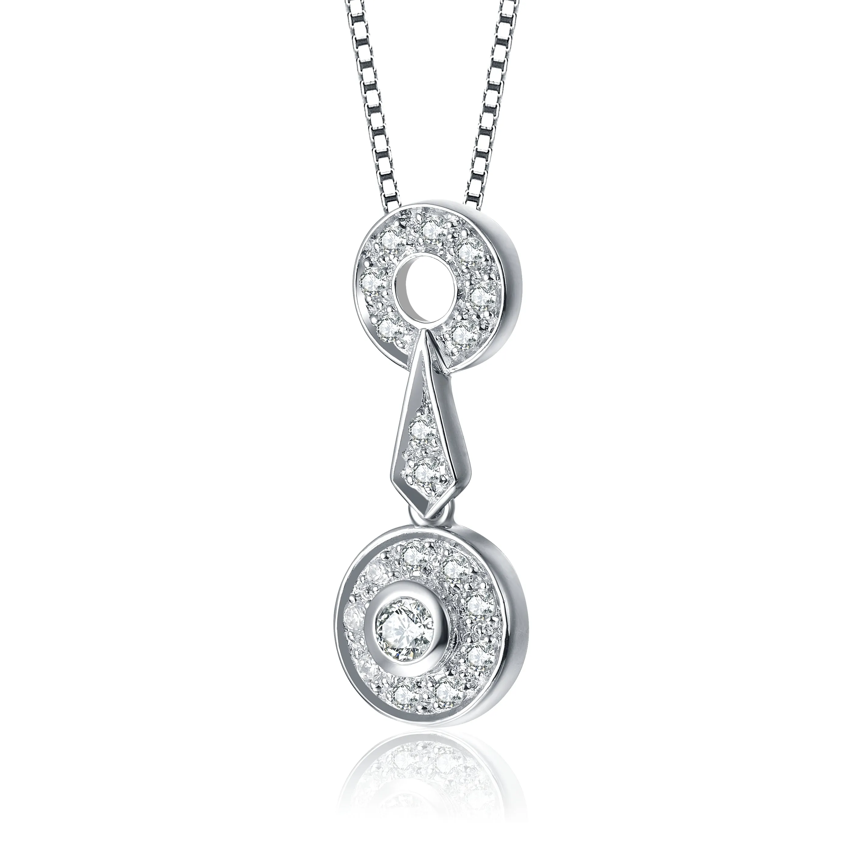 Sterling Silver Cubic Zirconia Double Circle Pendant