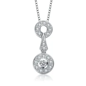 Sterling Silver Cubic Zirconia Double Circle Pendant