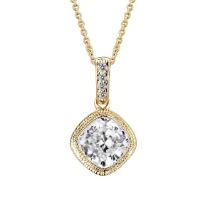 Sterling Silver White Cubic Zirconia Gold-Plated Pendant