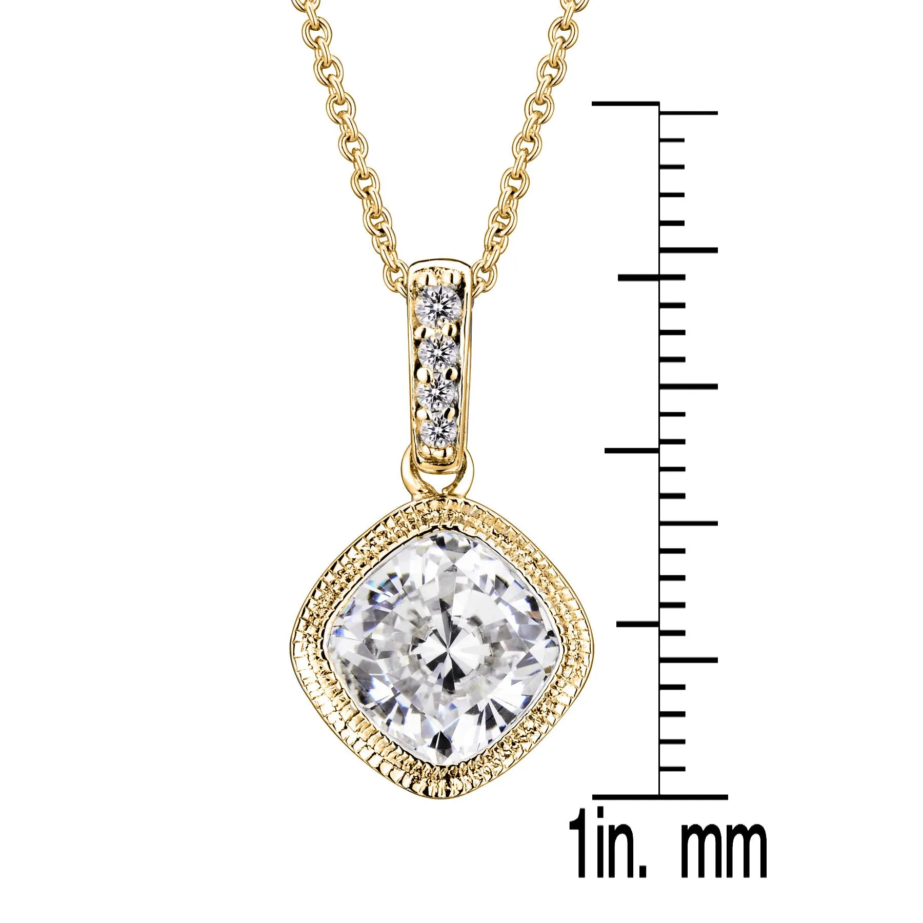 Sterling Silver White Cubic Zirconia Gold-Plated Pendant