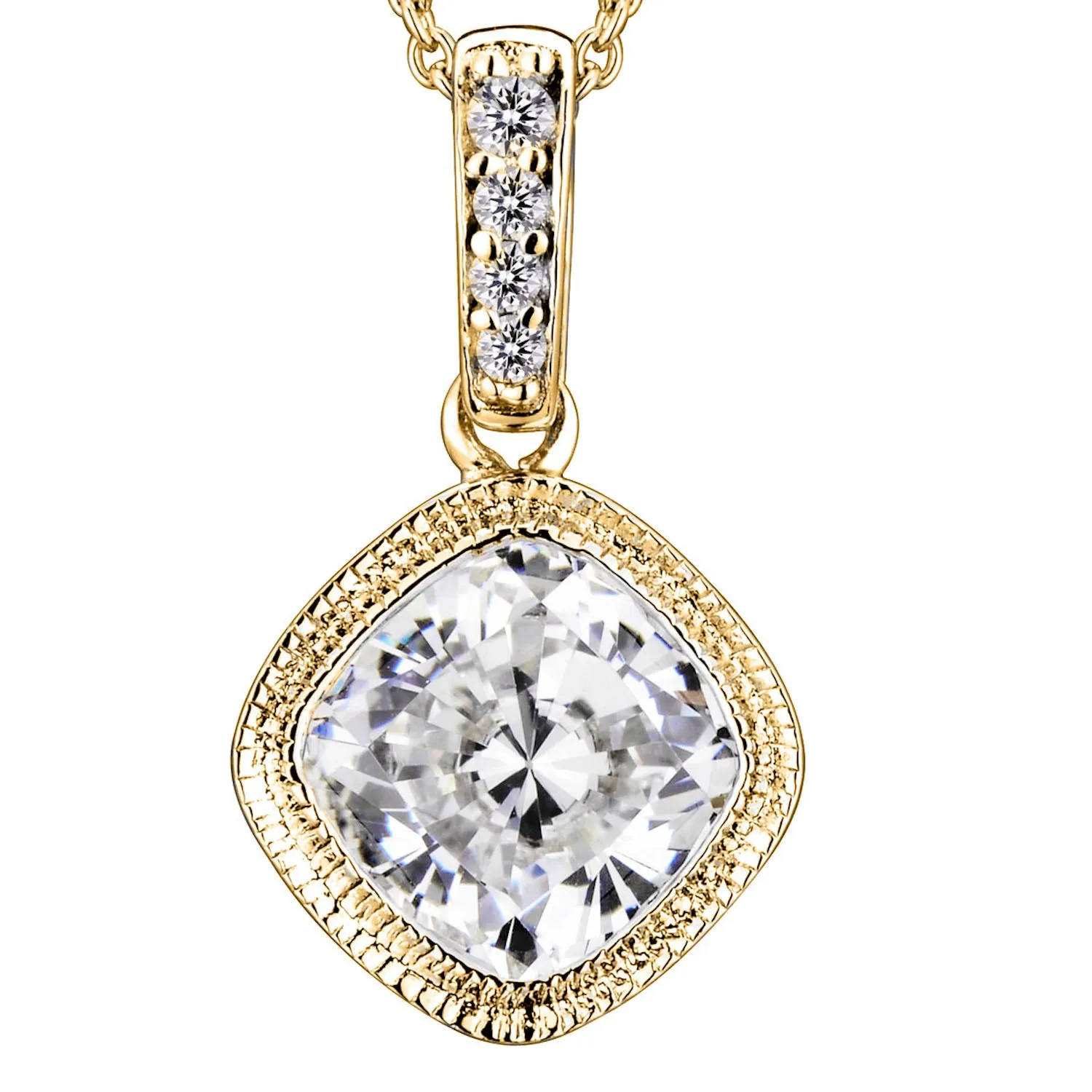 Sterling Silver White Cubic Zirconia Gold-Plated Pendant