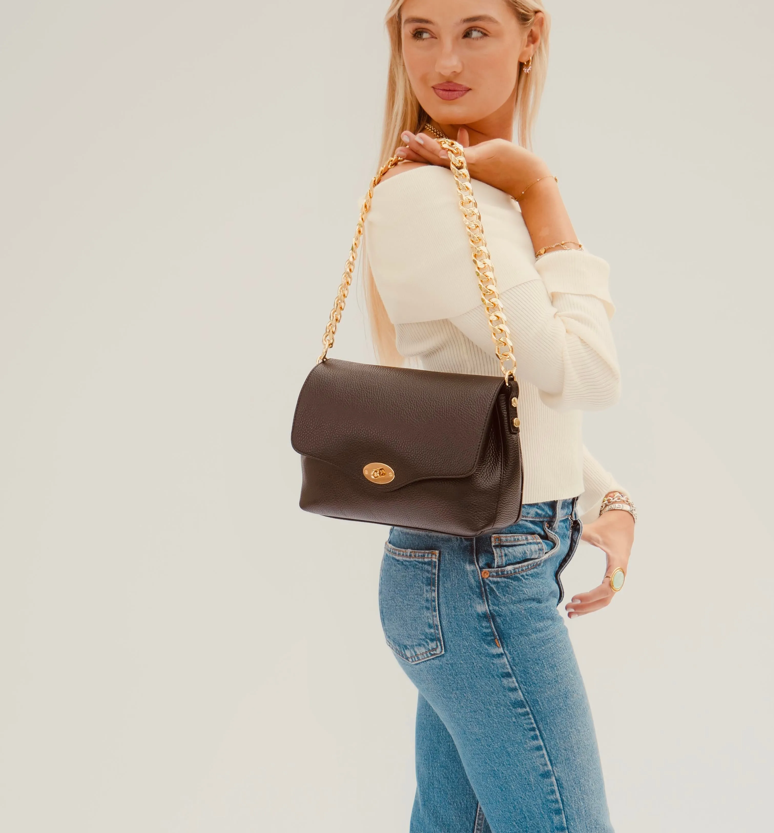 The Maddie Maxi Black Leather Bag