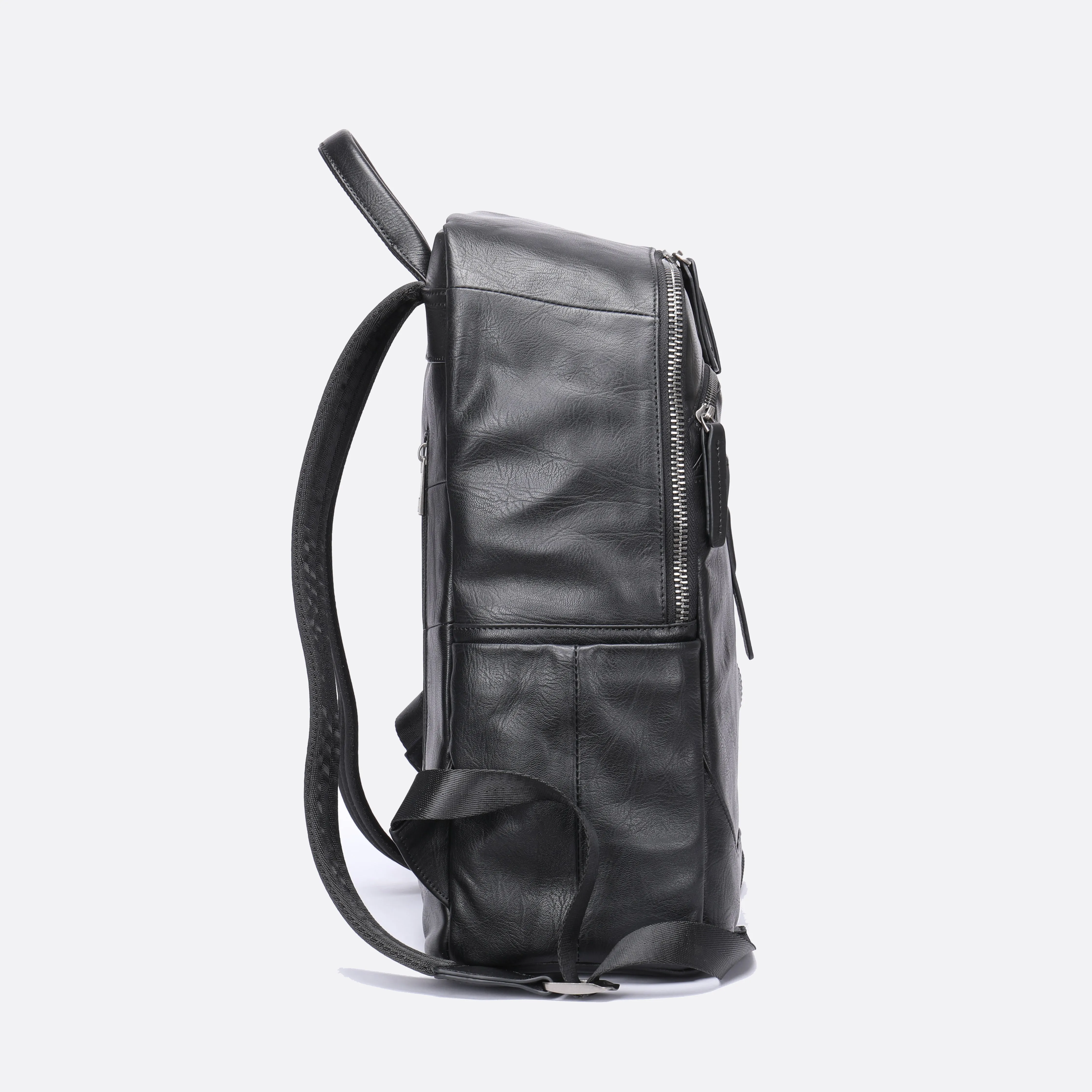 Unisex cowhide leather backpack Snap design V2