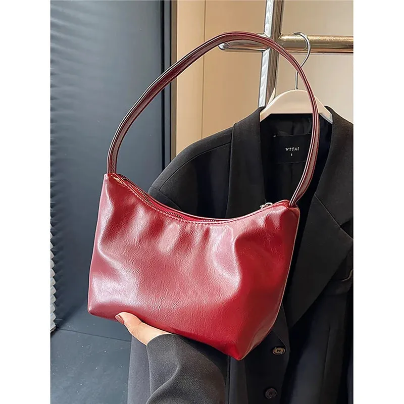 Uniwim Korean Version Niche Red Shoulder Bag Retro Patent Leather Bright Surface  Underarm Bag Women's 2024 Fashion Exquisite Handbag