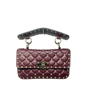 Valentino Plum Rockstud Spike Top Handle