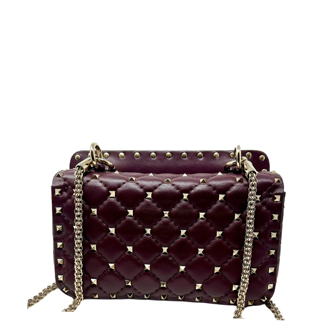 Valentino Plum Rockstud Spike Top Handle