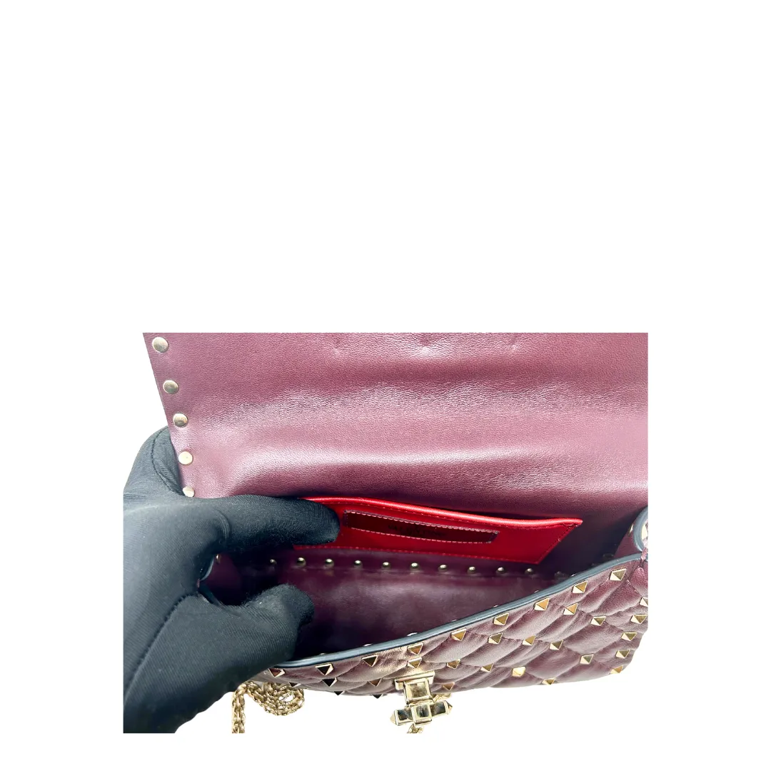 Valentino Plum Rockstud Spike Top Handle