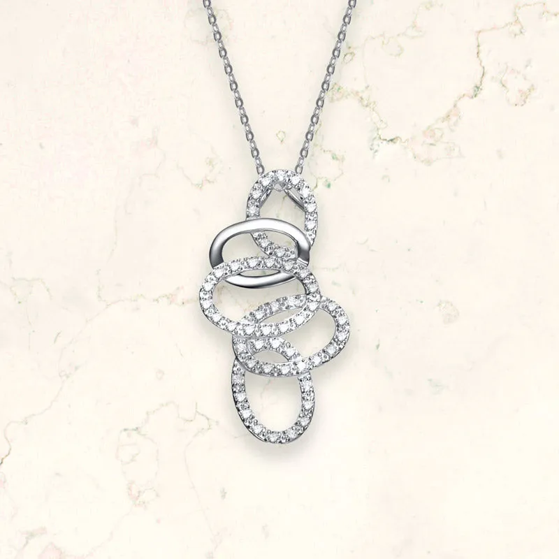 Vilette Silver Multi Oval Link CZ Pendant