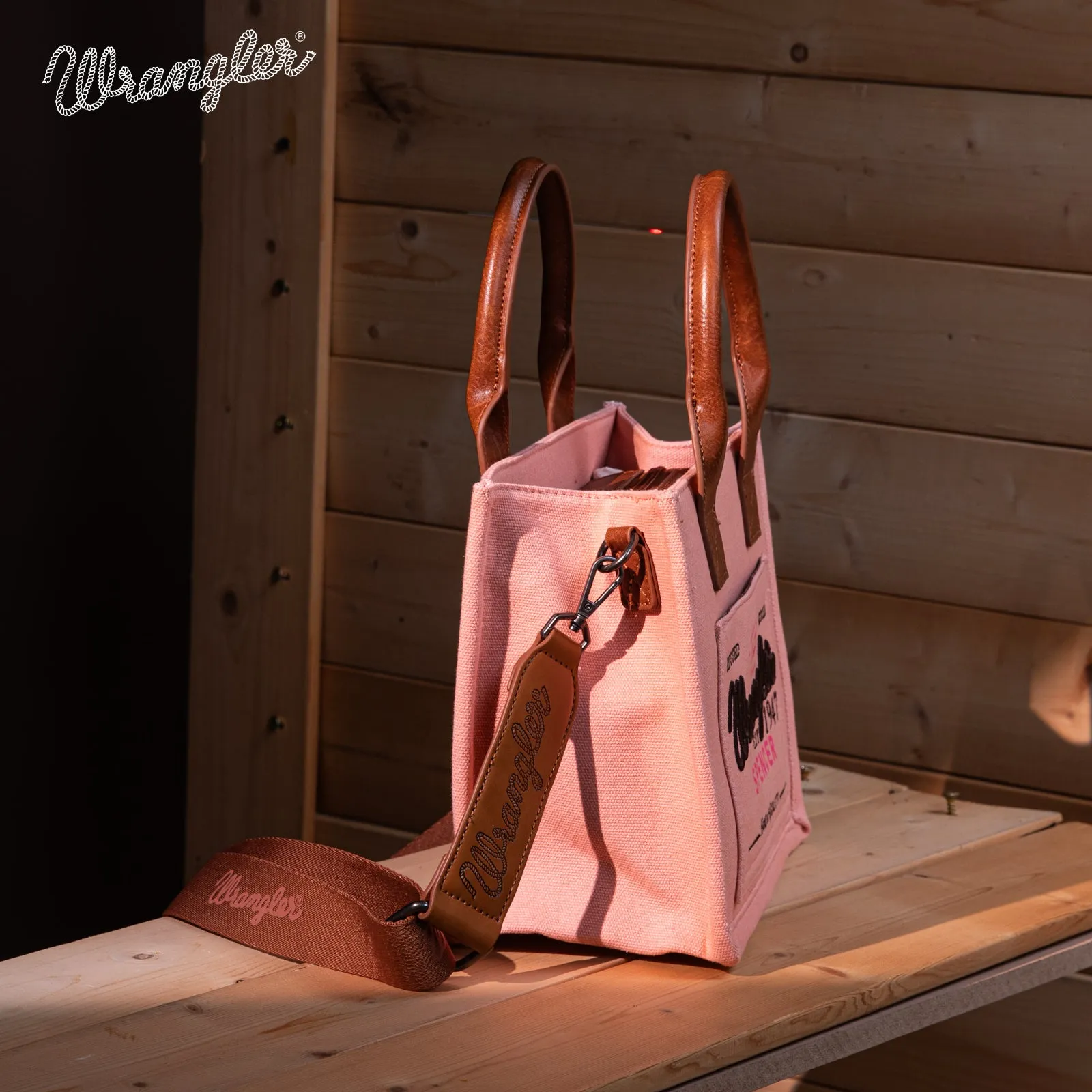 WG136-8120S   Vintage Wrangler Canvas Tote//Crossbody - Pink