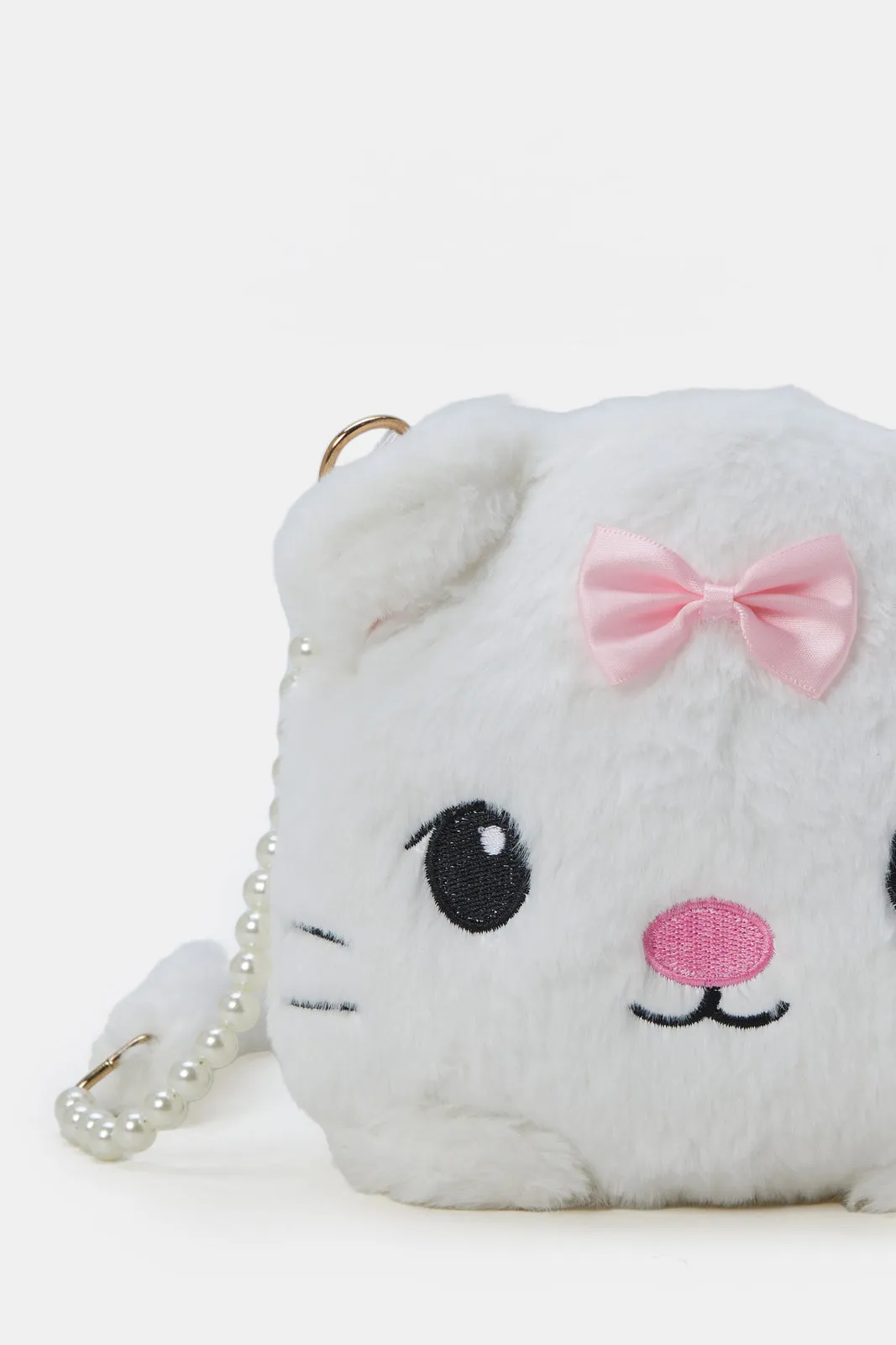 White Character Faux Fur Backpack