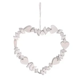 White Wooden multi-heart wreath - Hanging