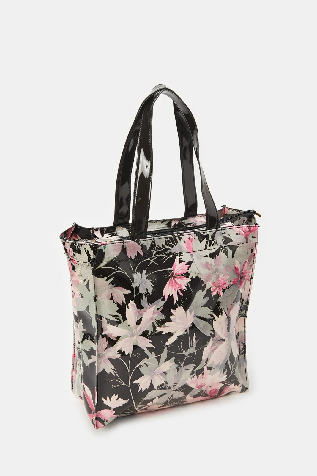 Women Black Printed Shopping Bag