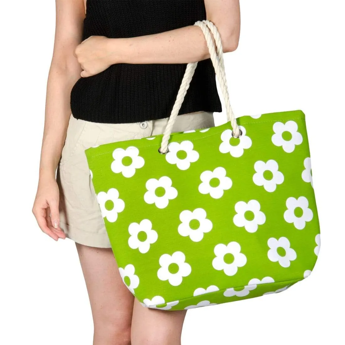 Womens Flower Canvas Beach Shoulder Bag Shopping Tote (Slight Seconds)