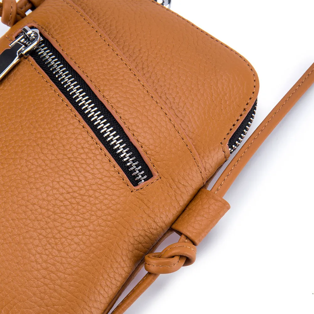 Women's genuine cowhide leather handphone bag Mirren Zip design