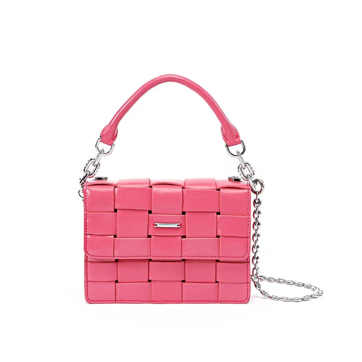 Woven Design Handbag Shoulder Bag With Chain