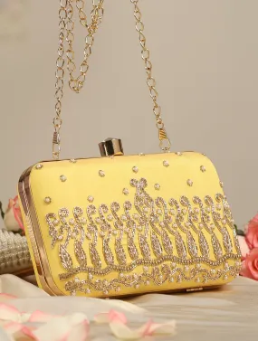 Yellow Metal Bag with Pearls