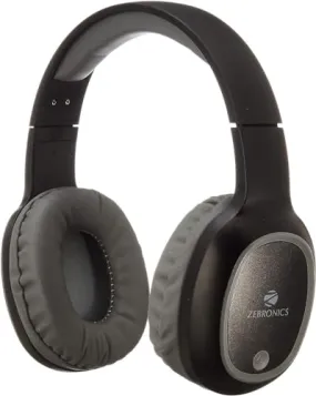 Zebronics Thunder 60 hrs Playback time Bluetooth Wireless Headphone with FM, mSD, Playback with Mic (Black)