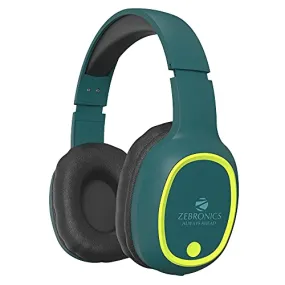 ZEBRONICS Thunder 60 hrs Playback time Bluetooth Wireless Headphone with FM, mSD, Playback with Mic (Teal Green)